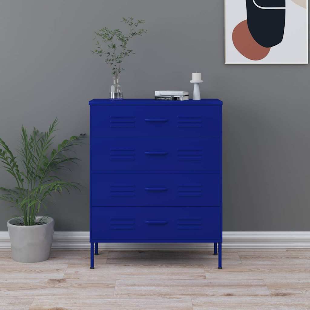 Vidaxl ladekast 80x35x101,5 cm staal marineblauw