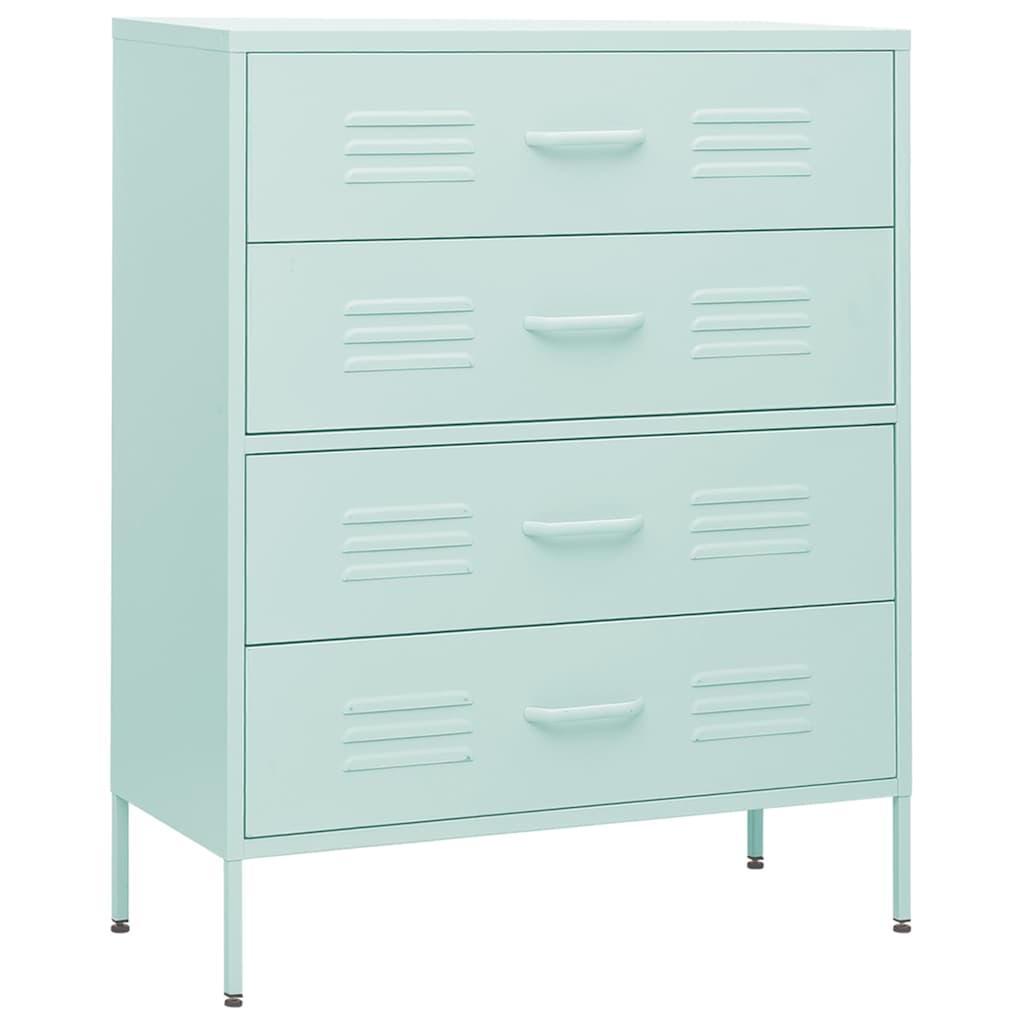 Vidaxl ladekast 80x35x101,5 cm staal mintkleurig