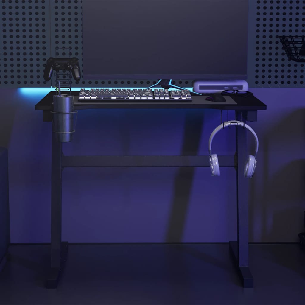 Vidaxl gamingbureau met z-vormige poten led 90x60x75 cm zwart