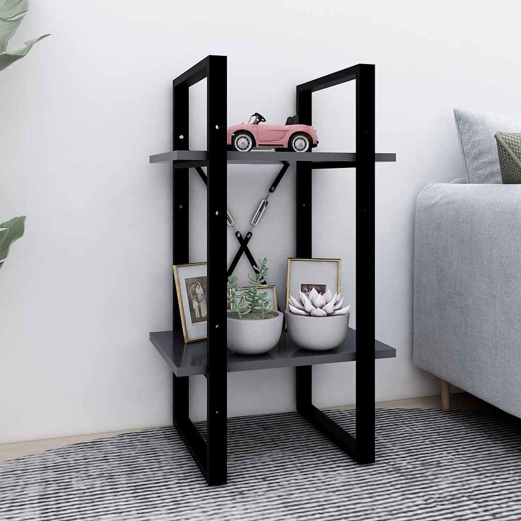 Vidaxl boekenkast met 2 schappen 40x30x70 cm bewerkt hout grijs