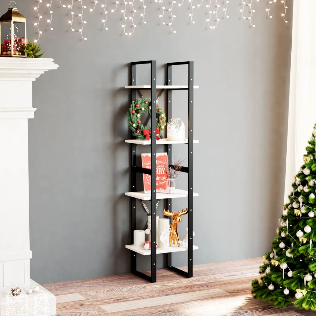 Vidaxl boekenkast met 4 schappen 40x30x140 cm massief grenenhout wit