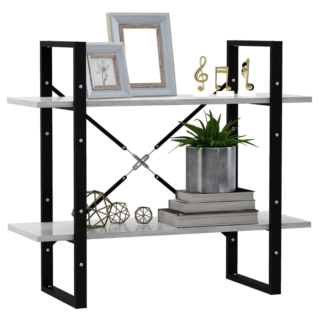 Vidaxl boekenkast met 2 schappen 80x30x70 cm spaanplaat betongrijs