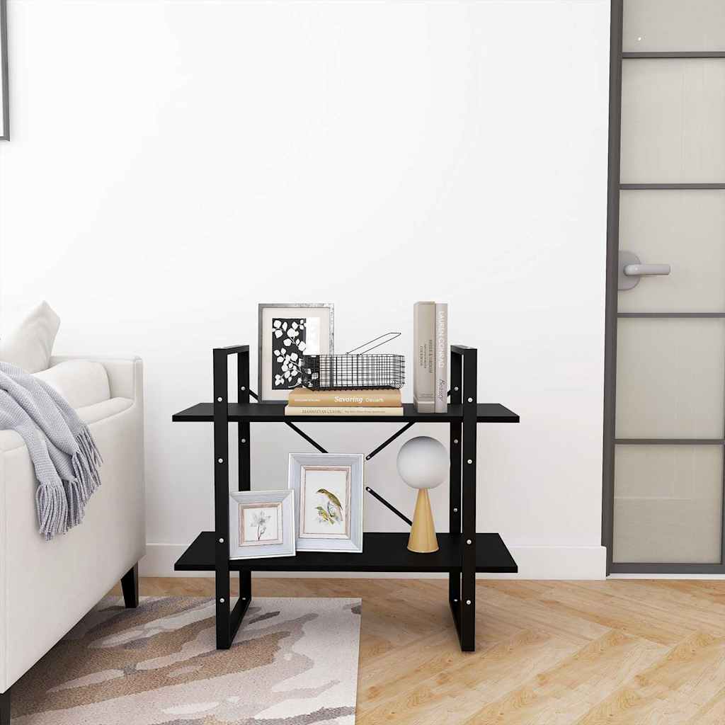 Vidaxl boekenkast met 2 schappen 80x30x70 cm massief grenenhout zwart