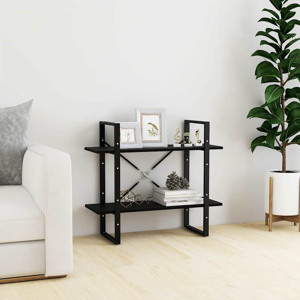 Vidaxl boekenkast met 2 schappen 80x30x70 cm massief grenenhout zwart