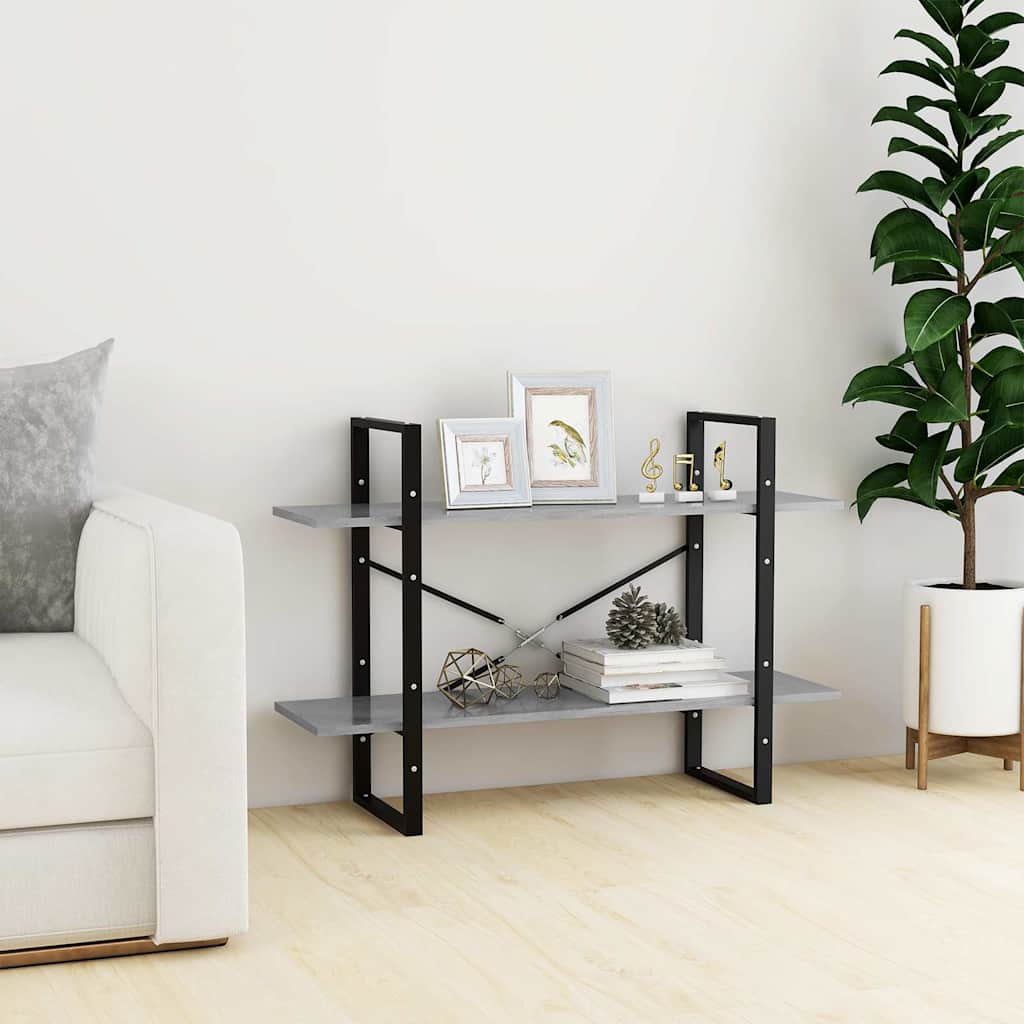 Vidaxl boekenkast met 2 schappen 100x30x70 cm spaanplaat betongrijs