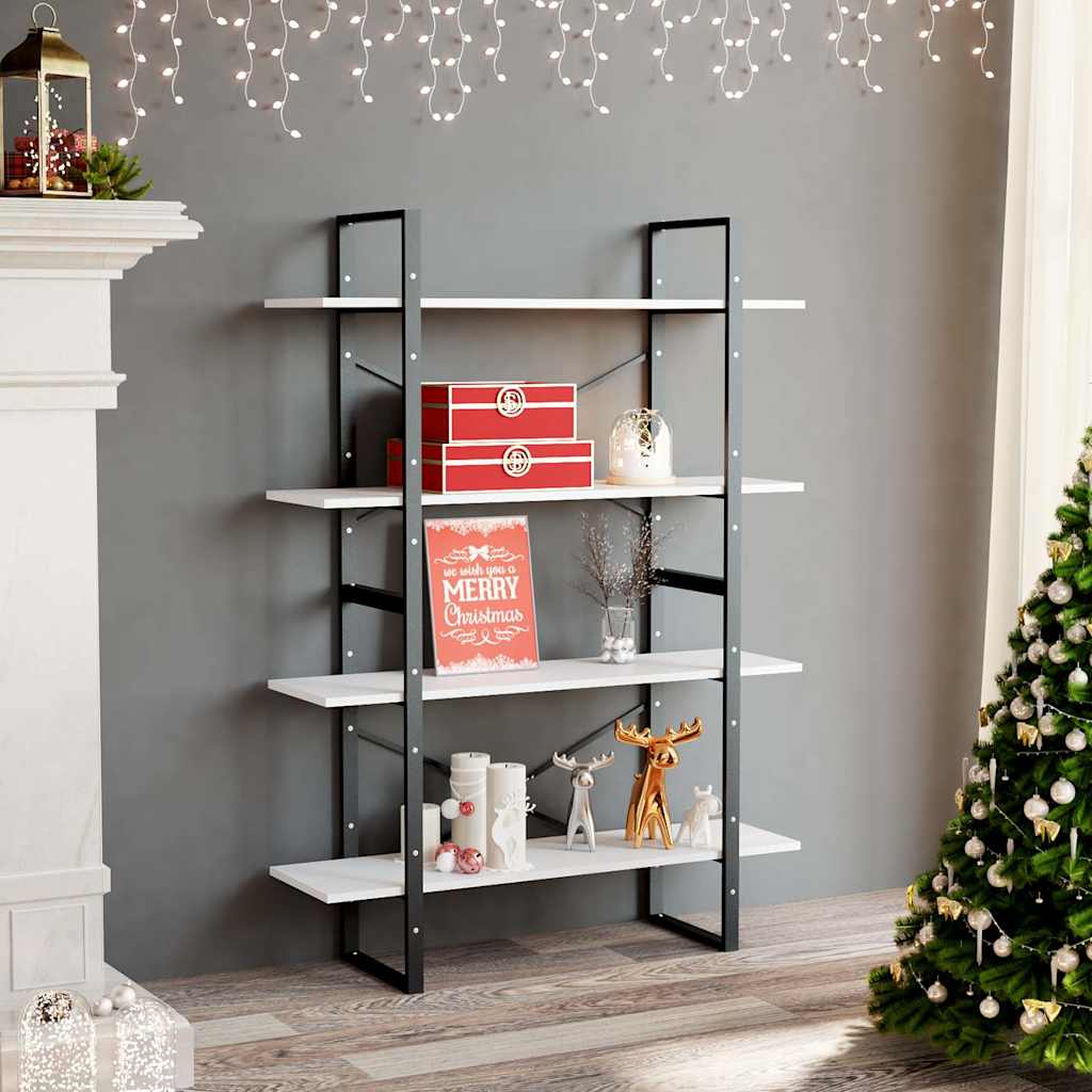 Vidaxl boekenkast met 4 schappen 100x30x140 cm spaanplaat wit