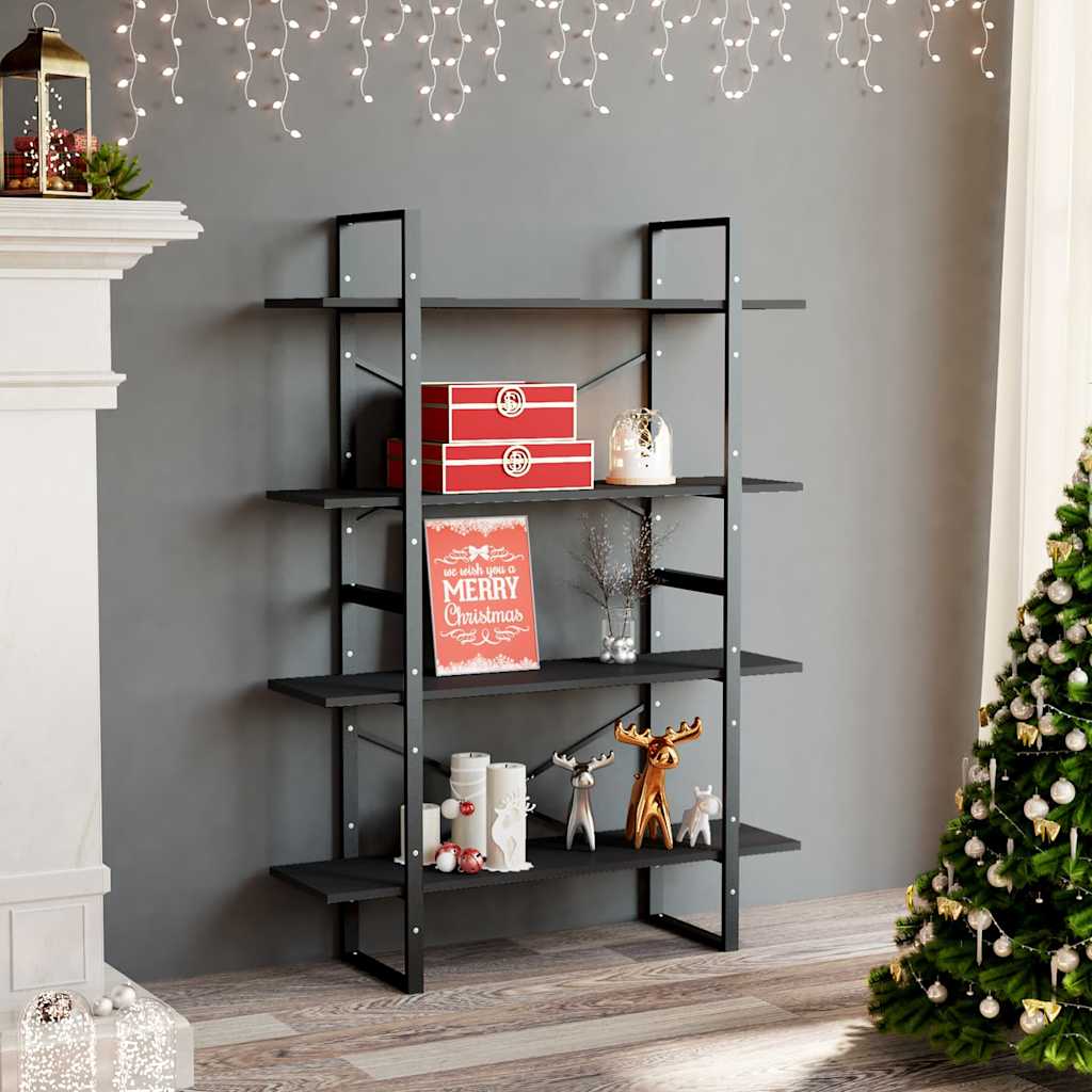 Vidaxl boekenkast met 4 schappen 100x30x140 cm spaanplaat grijs