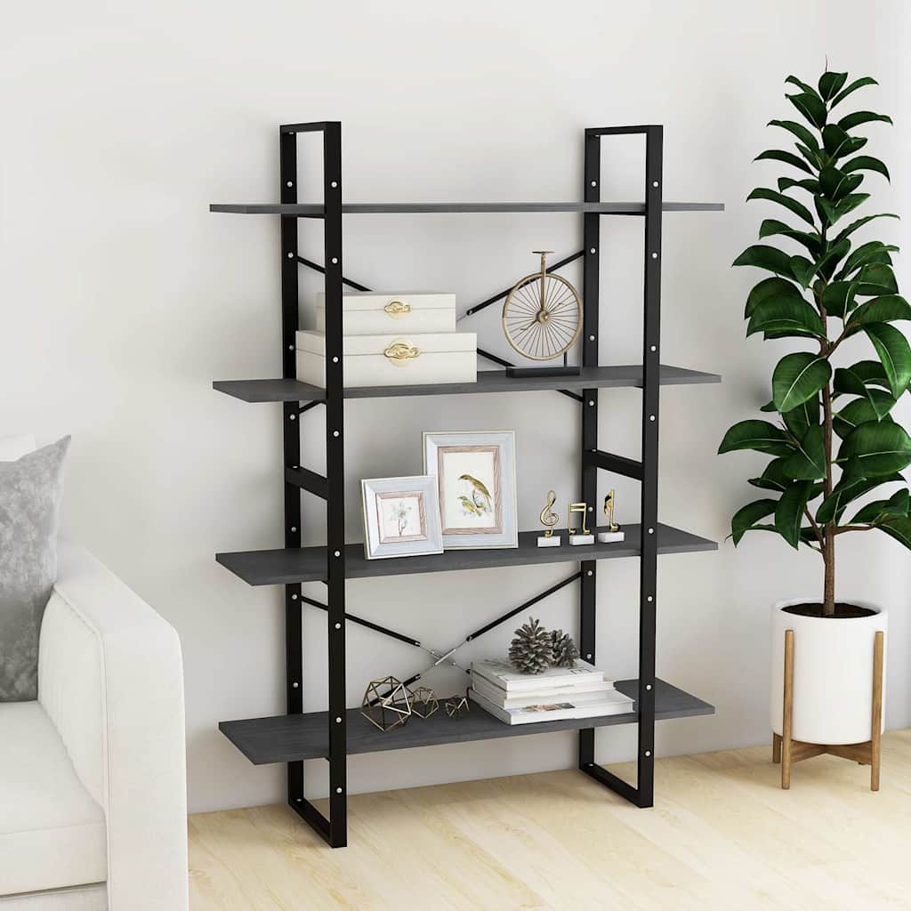 Vidaxl boekenkast met 4 schappen 100x30x140 cm grenenhout grijs