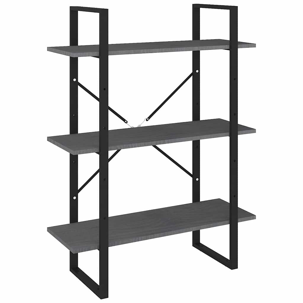 Vidaxl boekenkast met 3 schappen 80x30x105 cm massief grenenhout grijs