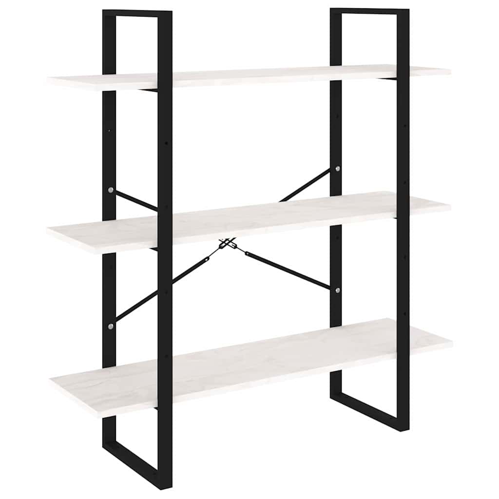 Vidaxl boekenkast met 3 schappen 100x30x105 cm massief grenenhout wit