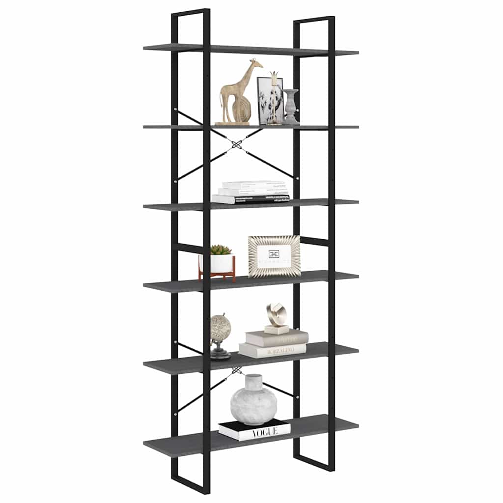 Vidaxl hoge kast 100x30x210 cm massief grenenhout grijs