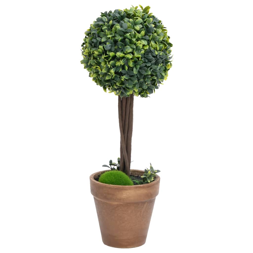 VIDAXL -Künstliche Pflanzen mit Topf 2 St. Boxholz Kugelformation 41 cm Grün