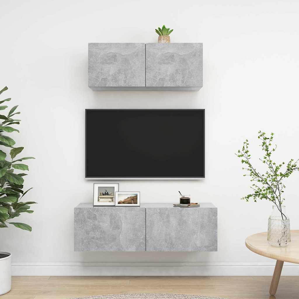 Vidaxl 2-delige tv-meubelset bewerkt hout betongrijs