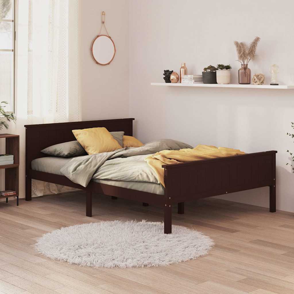 Vidaxl bedframe massief grenenhout donkerbruin 160x200 cm