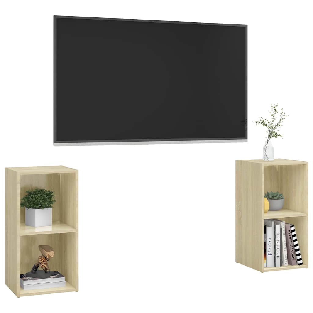 Vidaxl tv-meubelen 2 st 72x35x36,5 cm bewerkt houtsonoma eikenkleurig