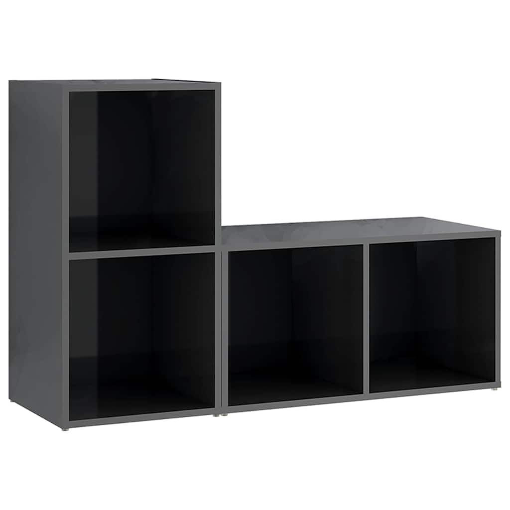 Vidaxl tv-meubelen 2 st 72x35x36,5 cm bewerkt hout hoogglans grijs