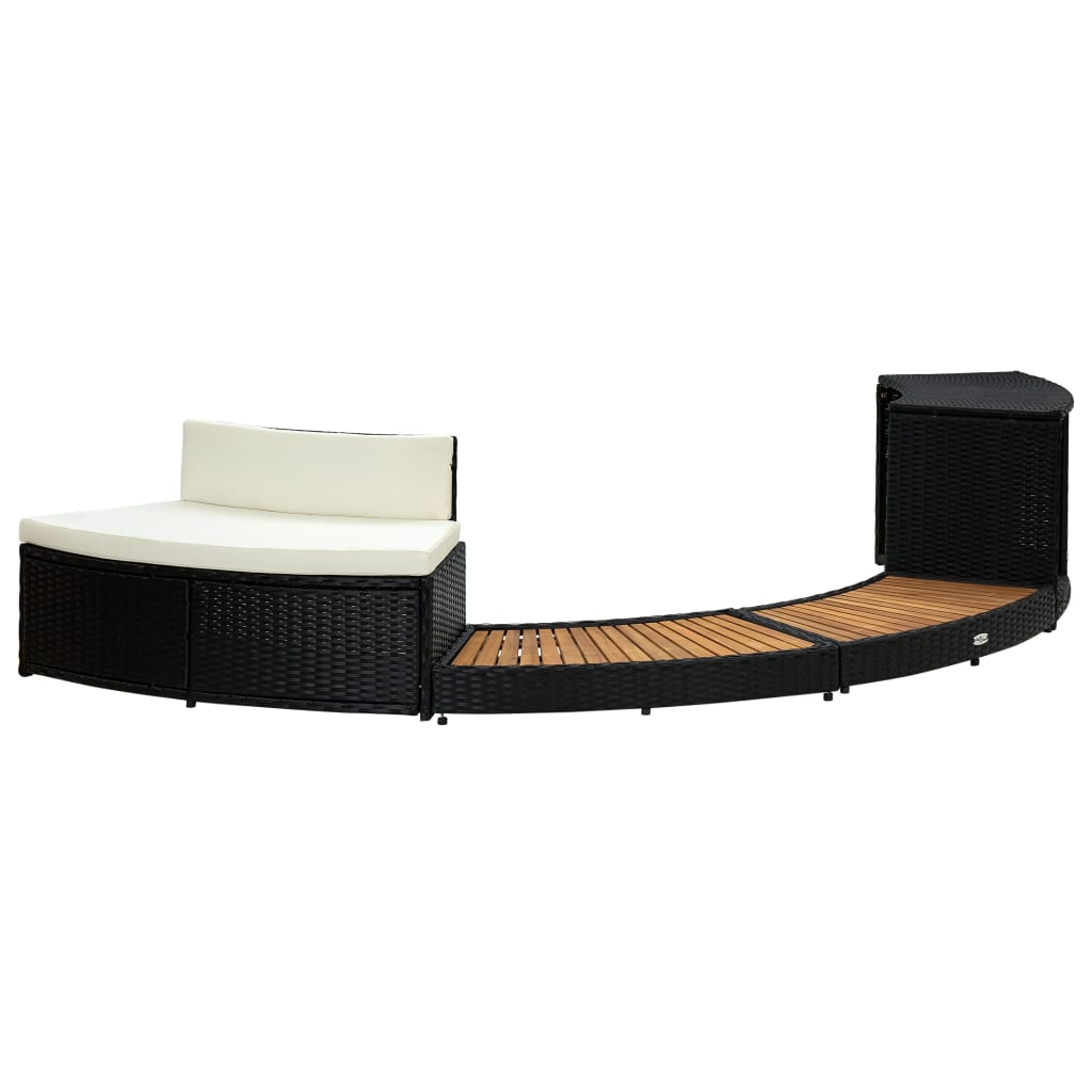 Vidaxx Spa-Umrandung aus Polyrattan und massivem Akazienholz schwarz
