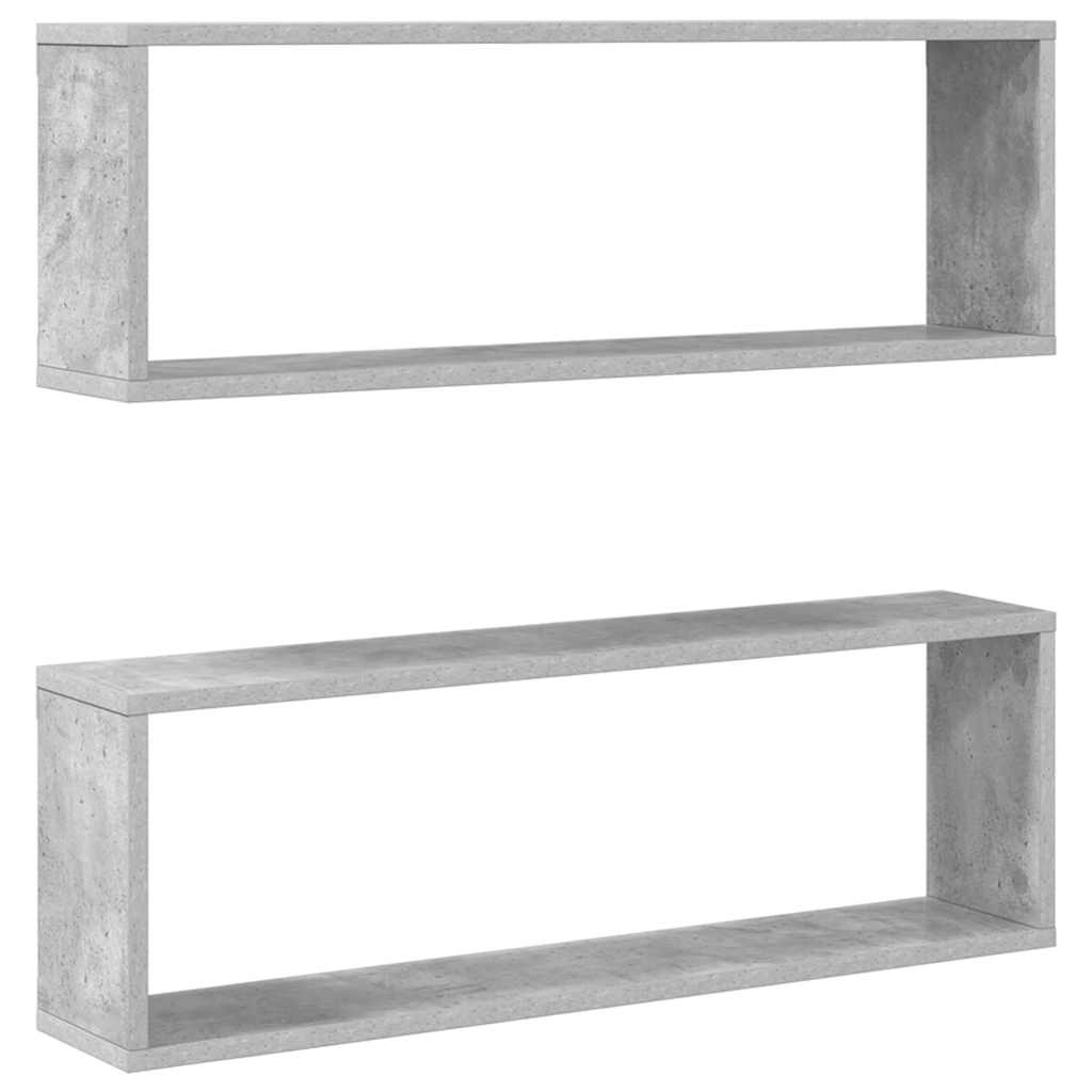 Vidaxl wandschappen kubus 2 st 80x15x26,5 cm bewerkt hout betongrijs