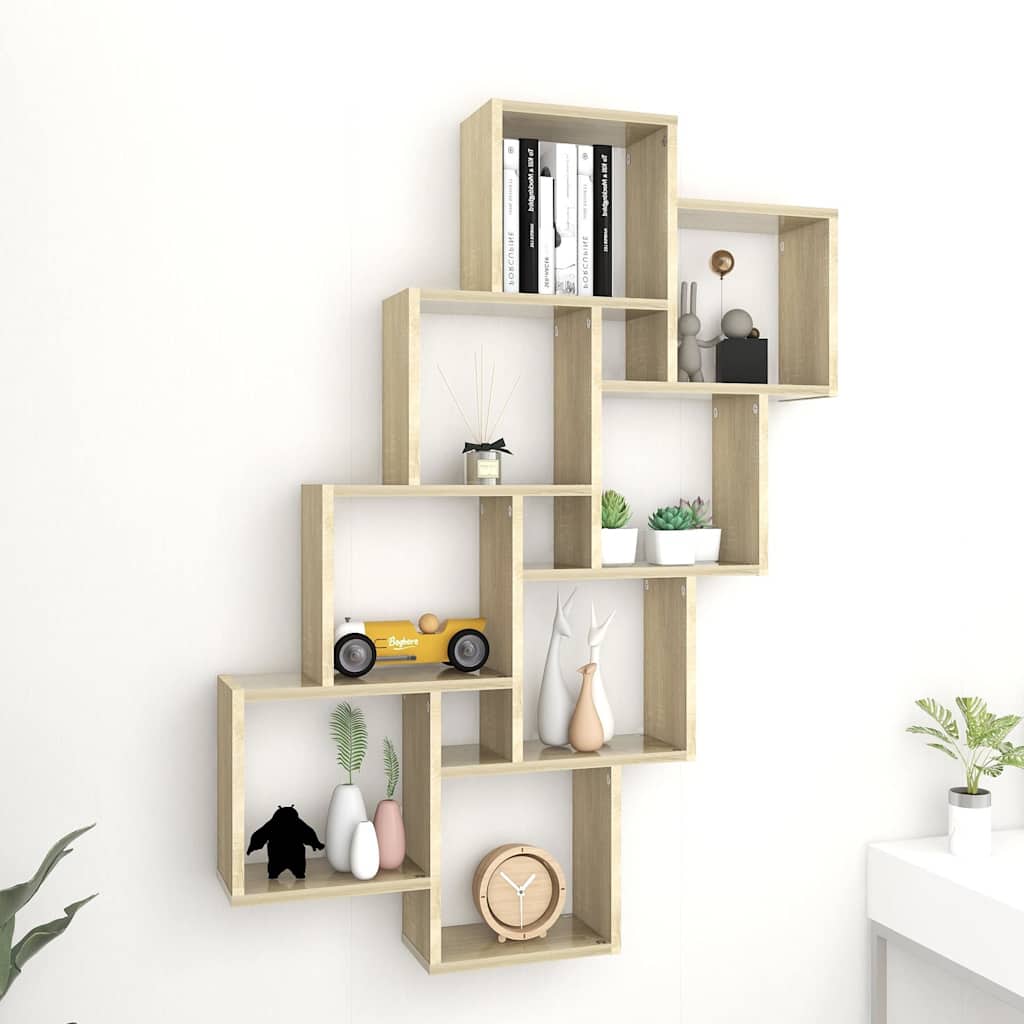 Vidaxl wandschap kubus 90x15x119 cm bewerkt hout sonoma eikenkleurig