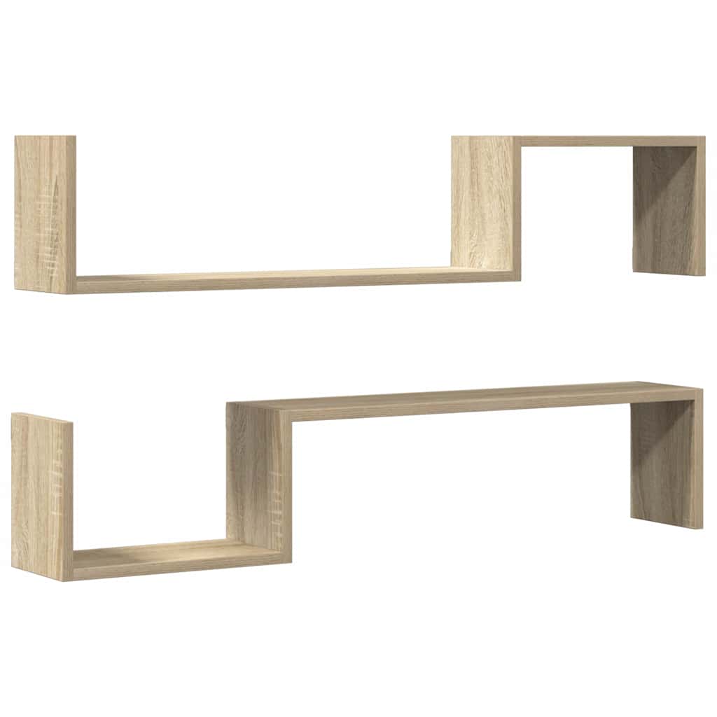 Vidaxl wandschappen 2 st 100x15x20 cm bewerkt hout sonoma eikenkleurig