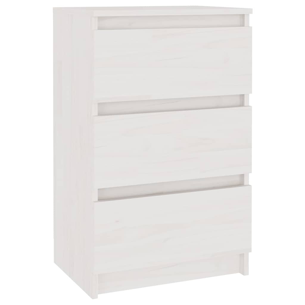 Vidaxl nachtkastje 40x29,5x64 cm massief grenenhout wit