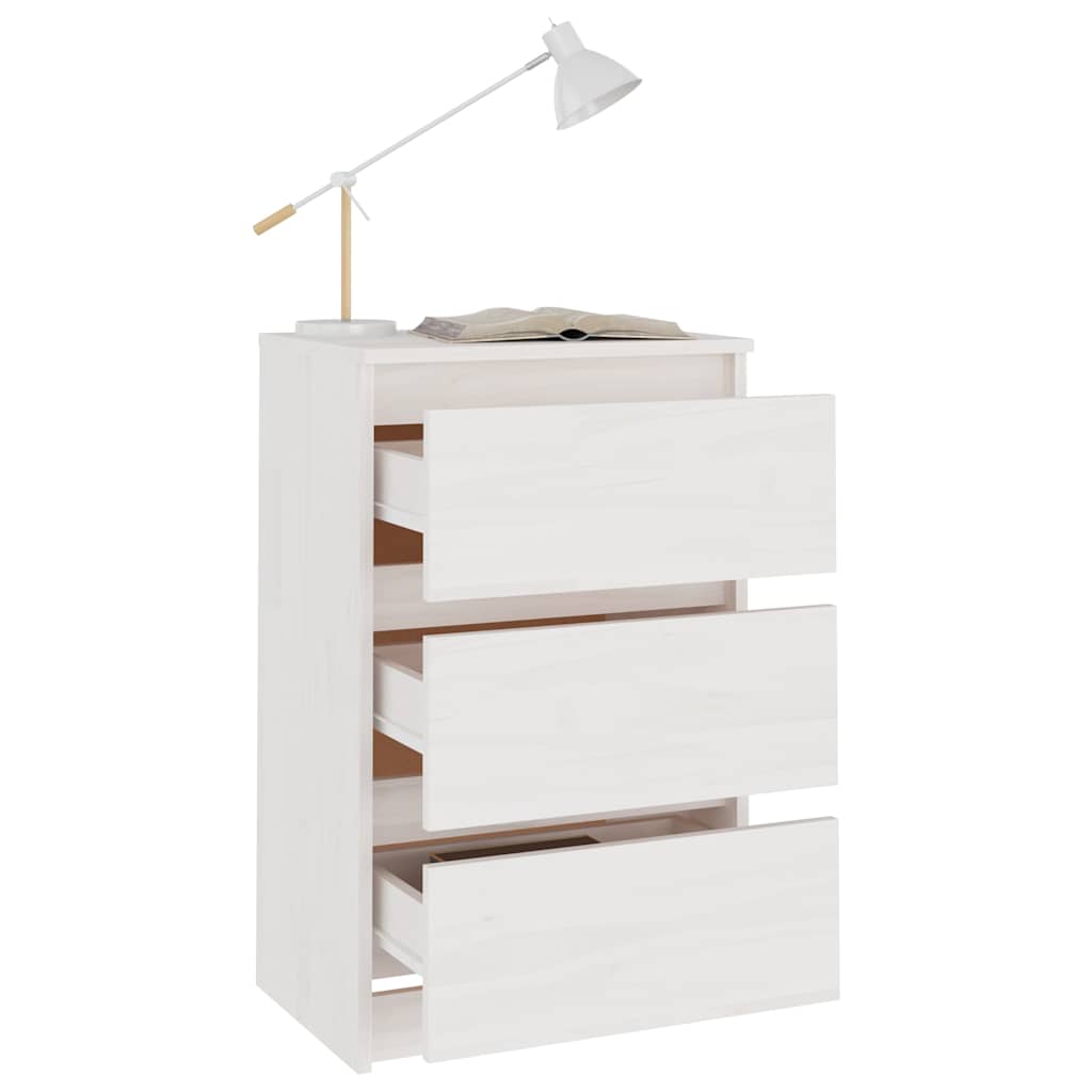 Vidaxl nachtkastje 40x29,5x64 cm massief grenenhout wit