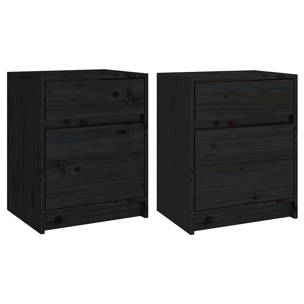 Vidaxl nachtkastjes 2 st 40x31x50 cm massief grenenhout zwart