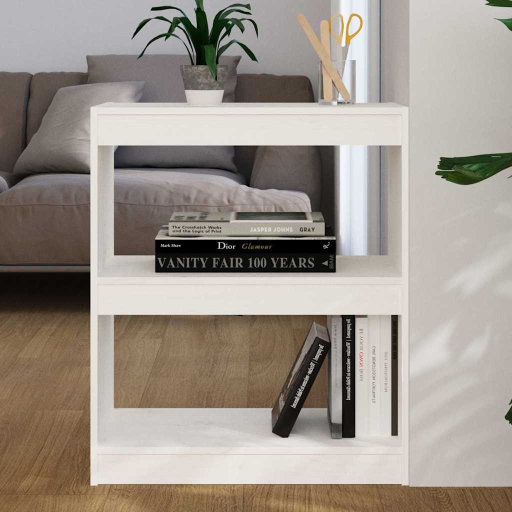 Vidaxl boekenkast kamerscherm 60x30x71,5 cm massief grenenhout wit