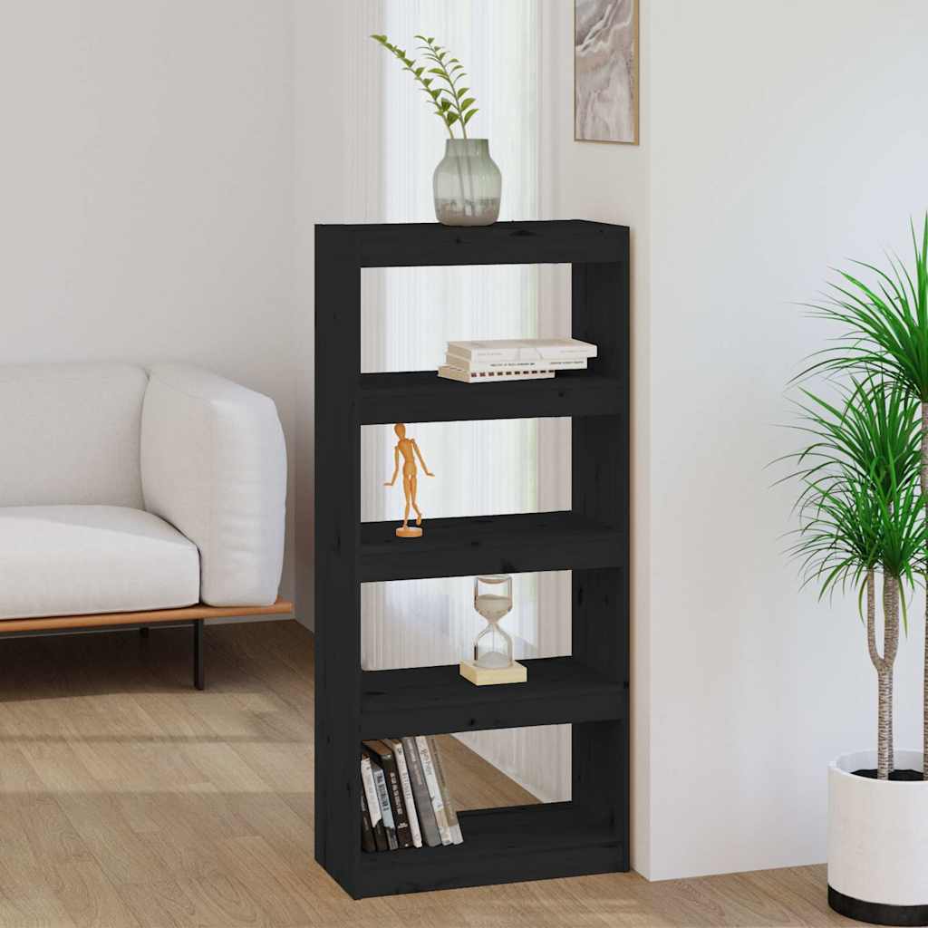 Vidaxl boekenkast kamerscherm 60x30x135,5 cm massief grenenhout zwart