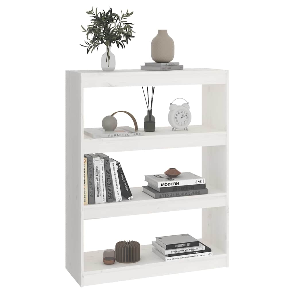 Vidaxl boekenkast kamerscherm 80x30x103,5 cm massief grenenhout wit
