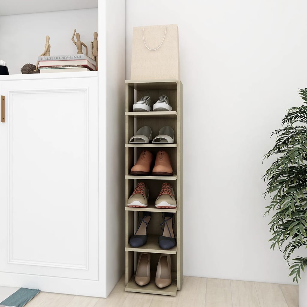 Vidaxxl Schuhschrank 27,5x27x102 cm Holzwerkstoff Sonoma-Eiche-farbig