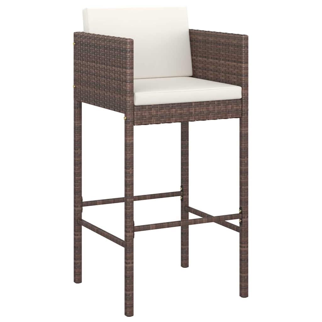 Vidaxl barkrukken 4 st met kussens poly rattan bruin