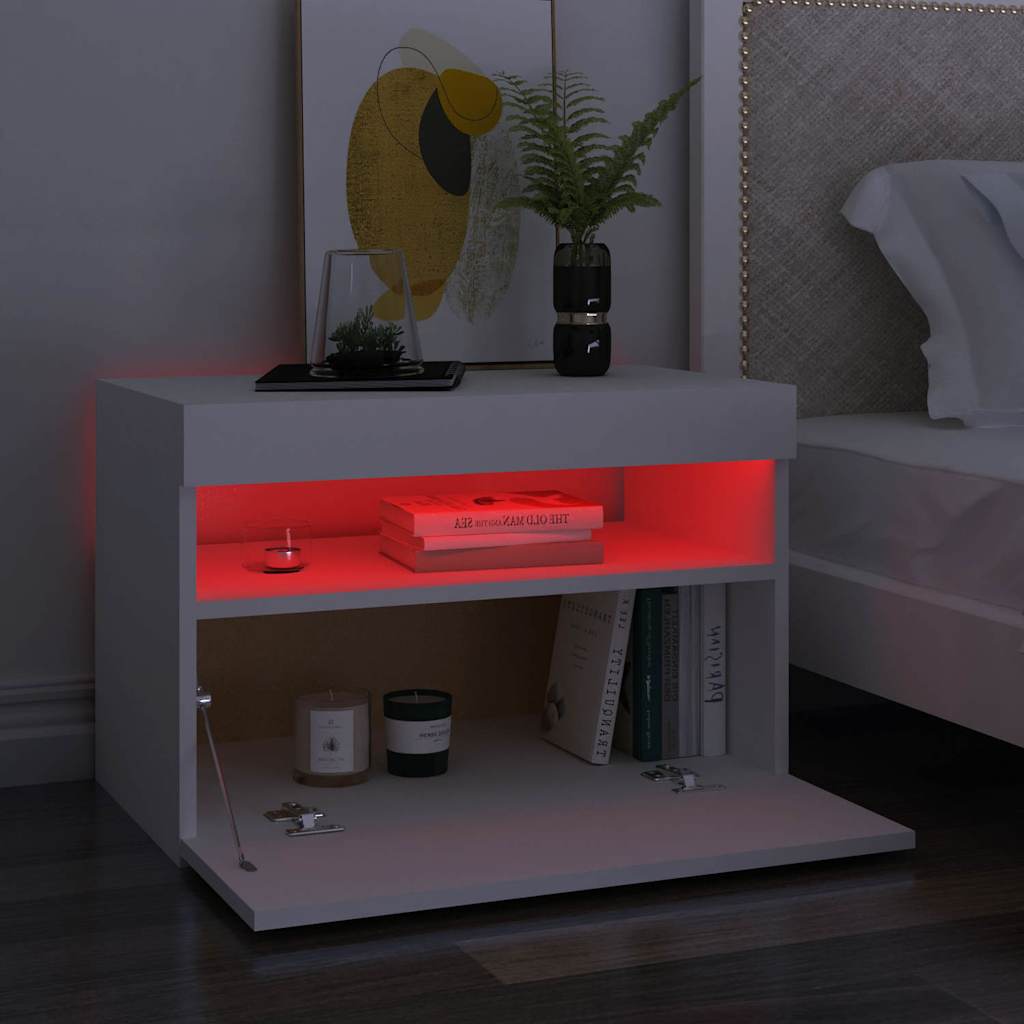 Vidaxl nachtkastjes 2 st led-verlichting 60x35x40 cm bewerkt hout wit