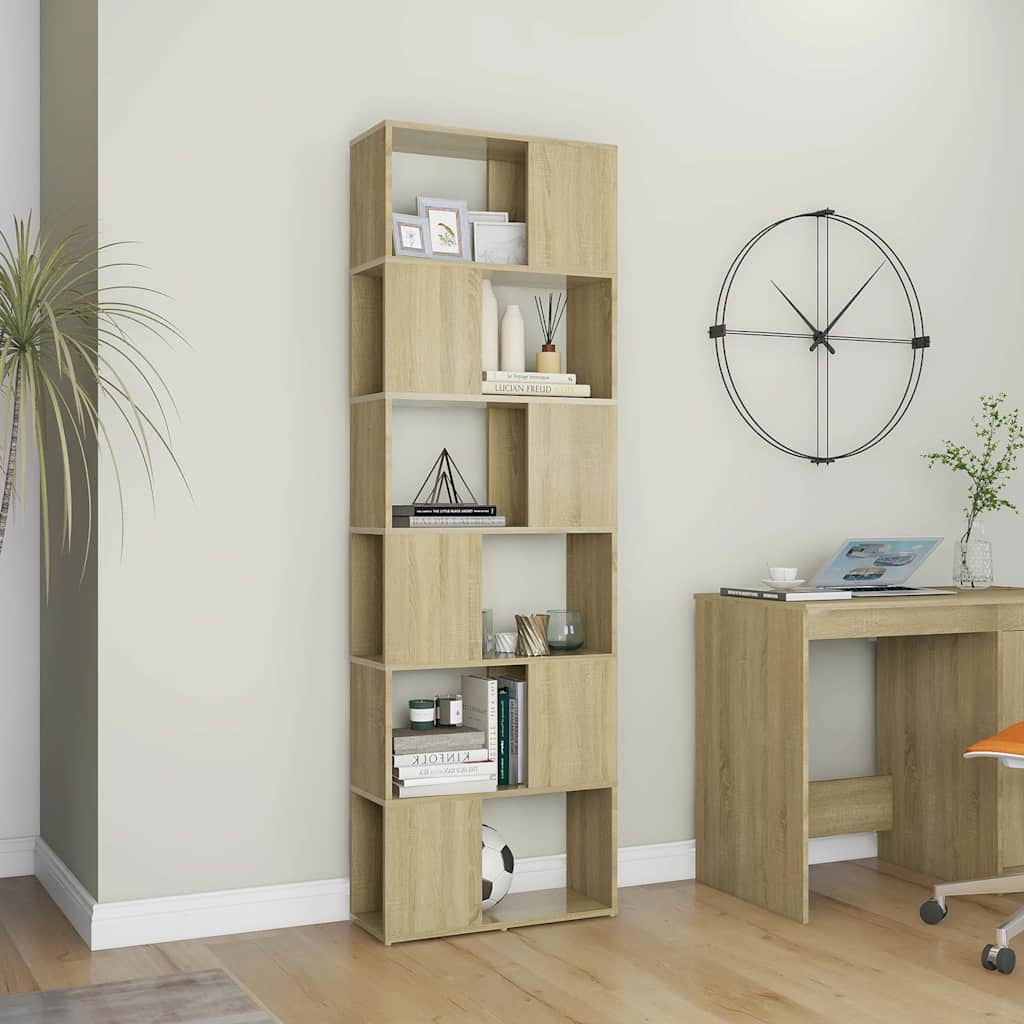 Vidaxl boekenkast kamerscherm 60x24x186 cm bewerkt hout sonoma eiken