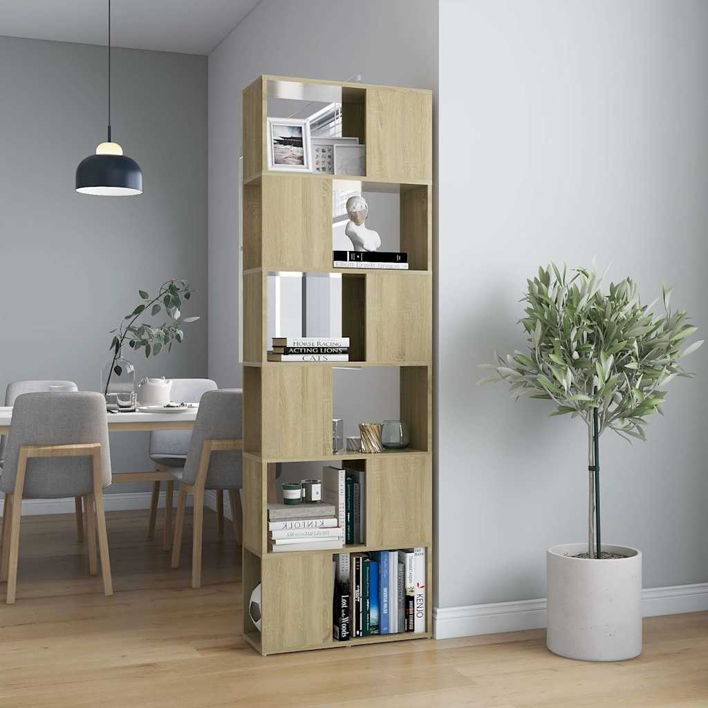 Vidaxl boekenkast kamerscherm 60x24x186 cm bewerkt hout sonoma eiken