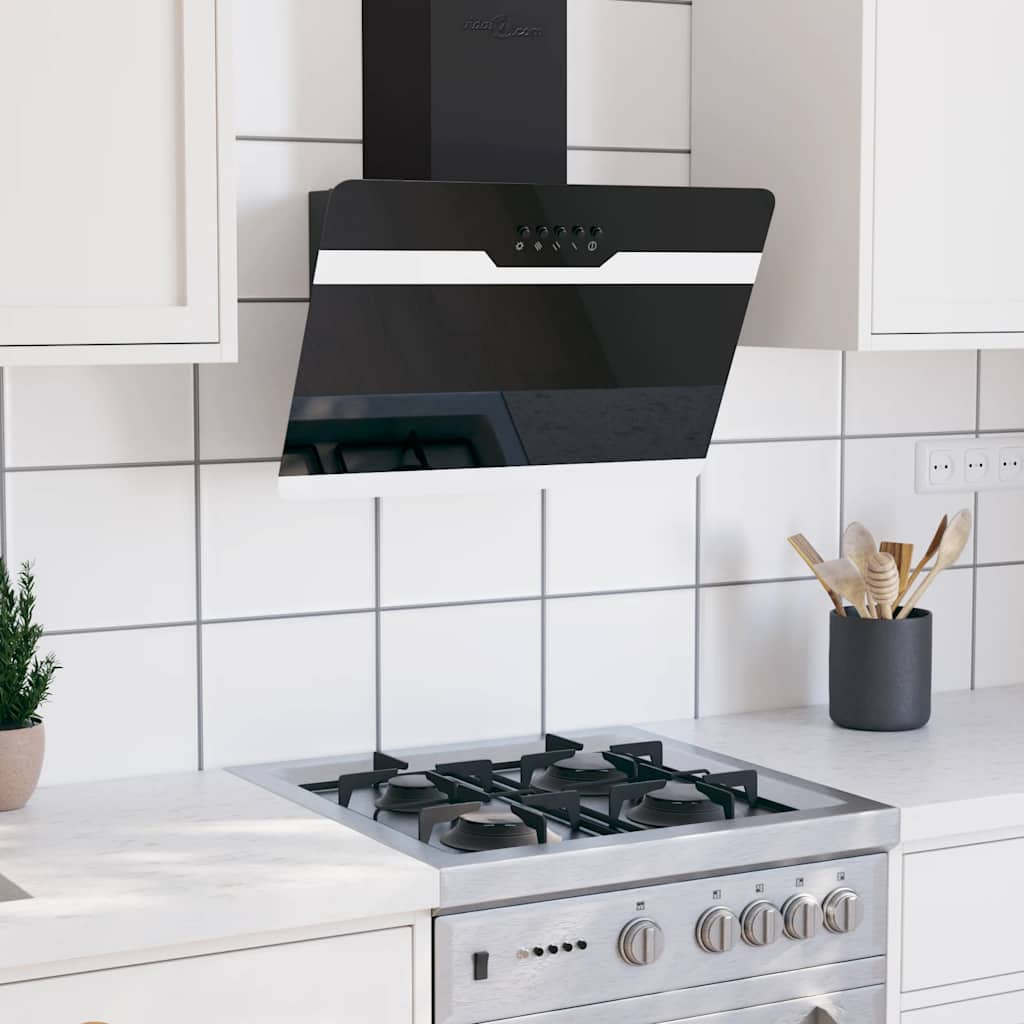 Vidaxl Wandextraktionshaube 60 cm Stahl und geschmittertes Glas schwarz