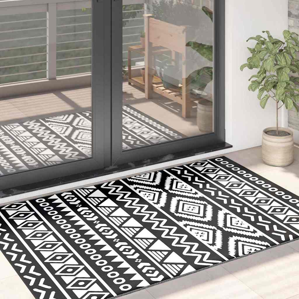 VIDAXL Outside Teppich Arakil 120x180 cm Polypropen Schwarz