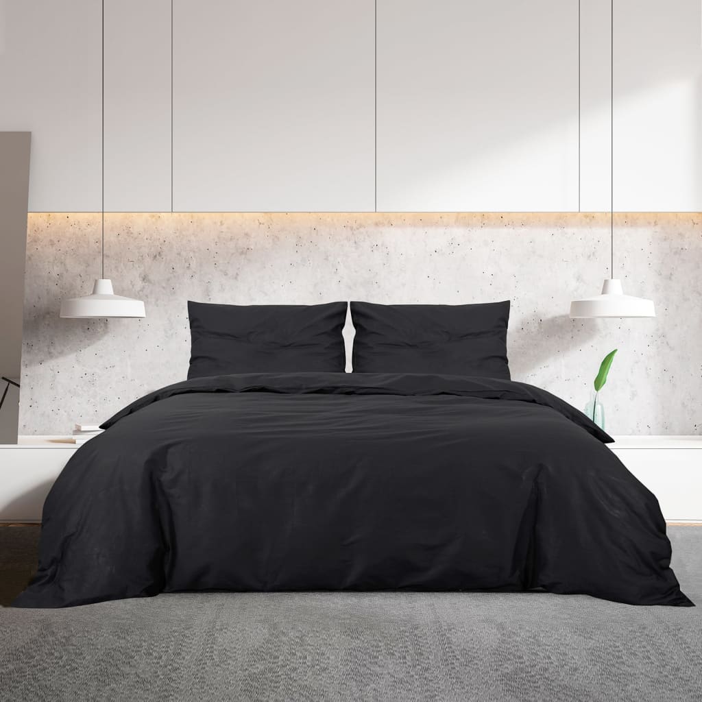 Vidaxl Duvet Overlay Set Leicht 225x220 cm Mikrofaserschwarz