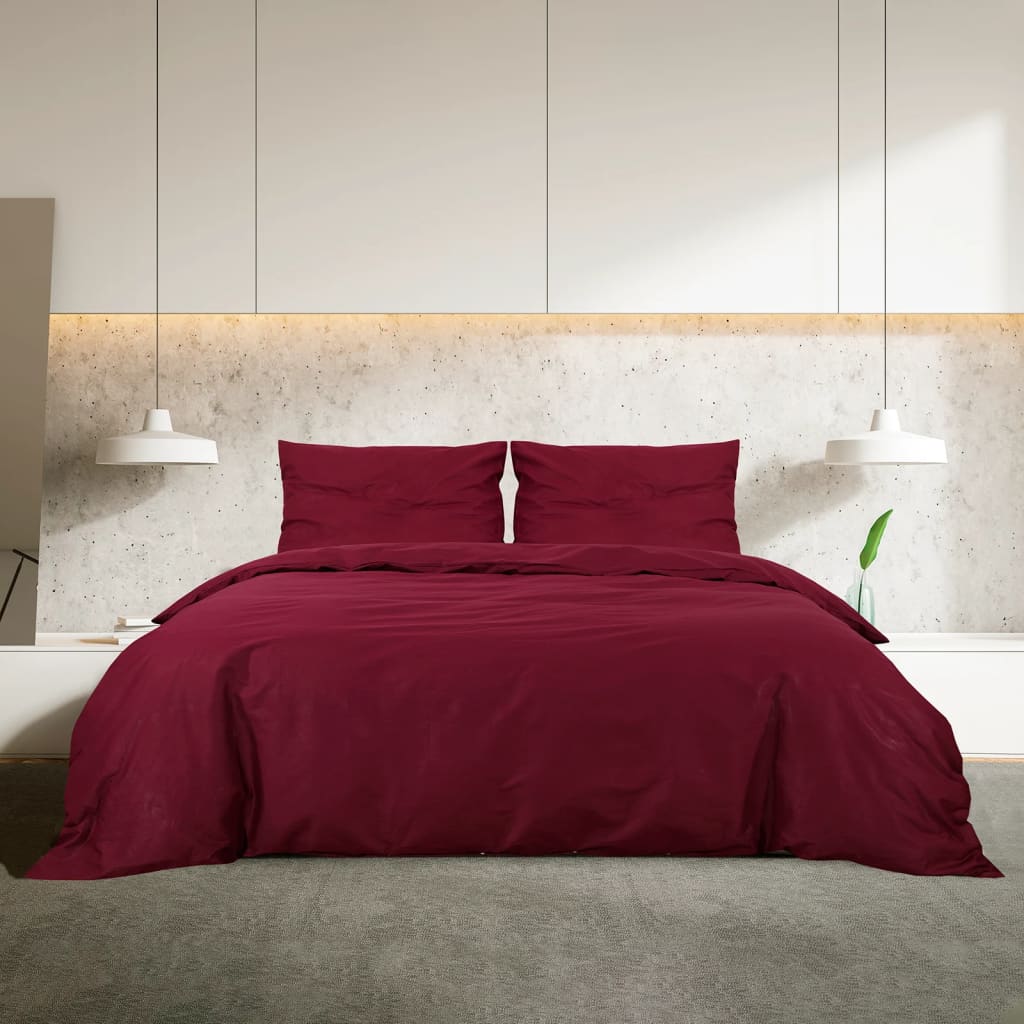 Vidaxl Duvet Overlay Set 220x240 cm Baumwollburgunderrot