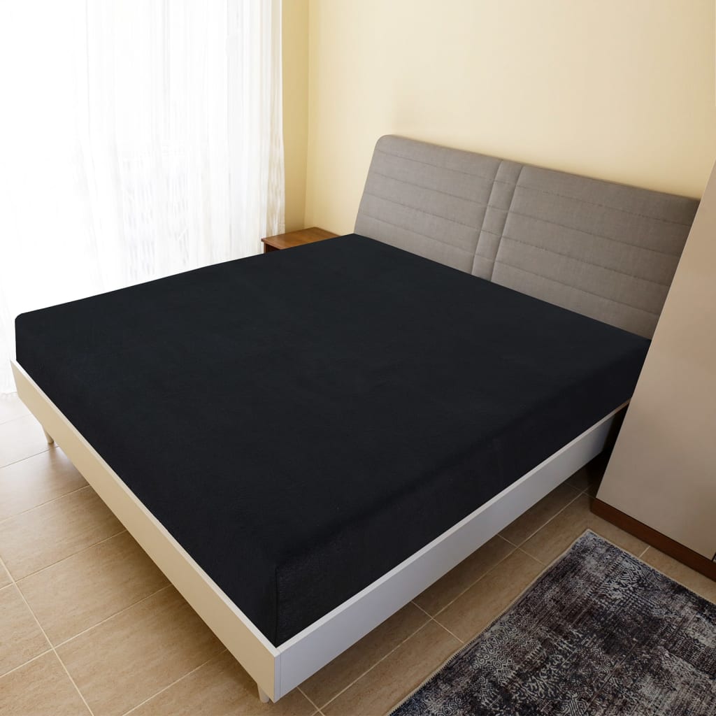 Vidaxl angepasstes Blatt Trikot 180x200 cm Baumwollschwarz