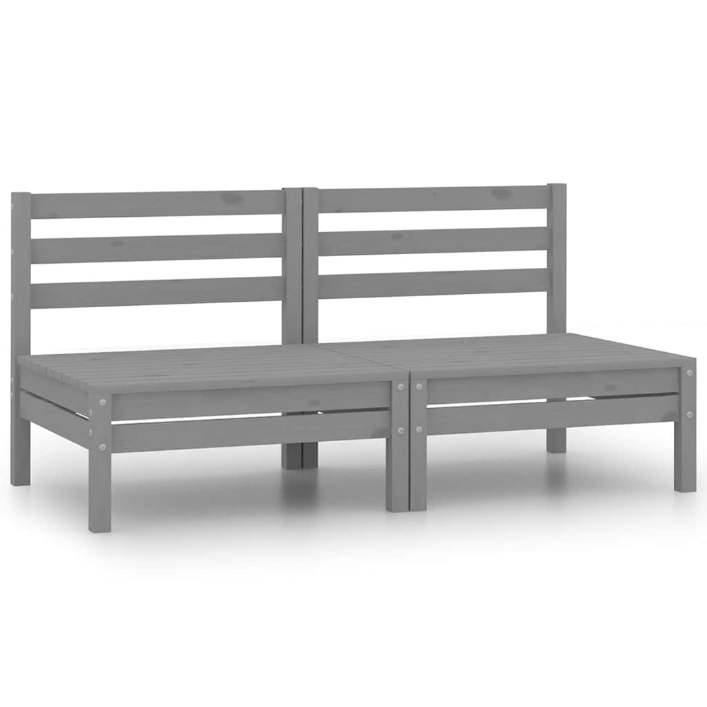 Vidaxl tuinmiddenbanken 2 st massief grenenhout grijs