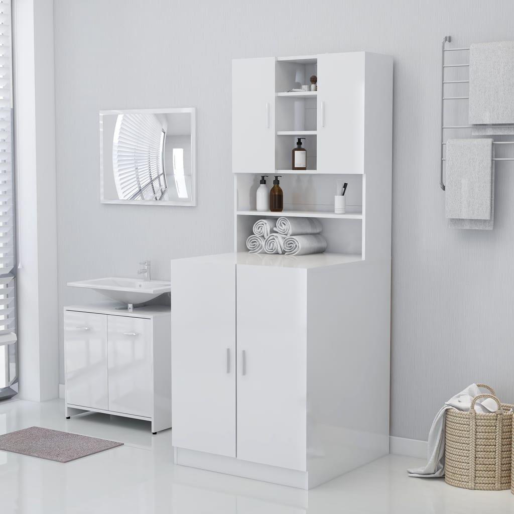 Vidaxl Waschmaschinenschrank Hoch -Gloss White