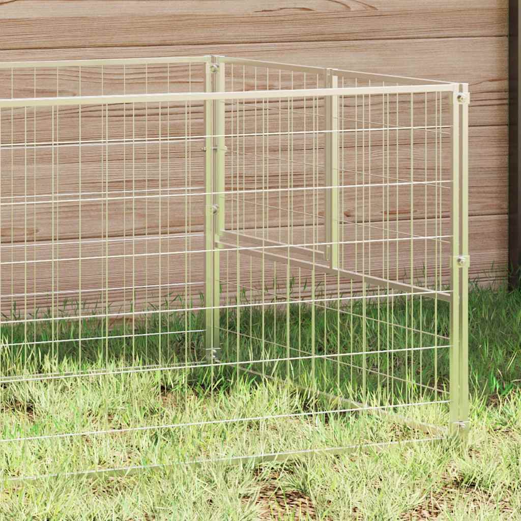 Vidaxl -Hund Kennel 3 m² Stahl Silberfarbe