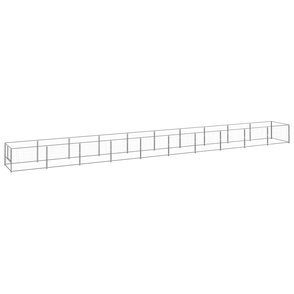 Vidaxl -Hundezwinger 10 m² Stahl Silberfarbe