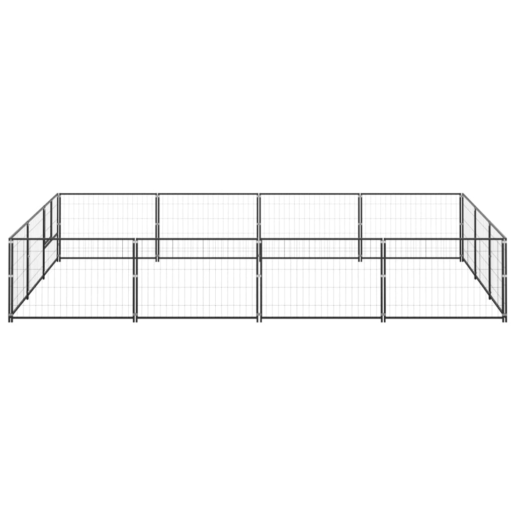 Vidaxl -Hund Zwinger 12 m² Stahlschwarz