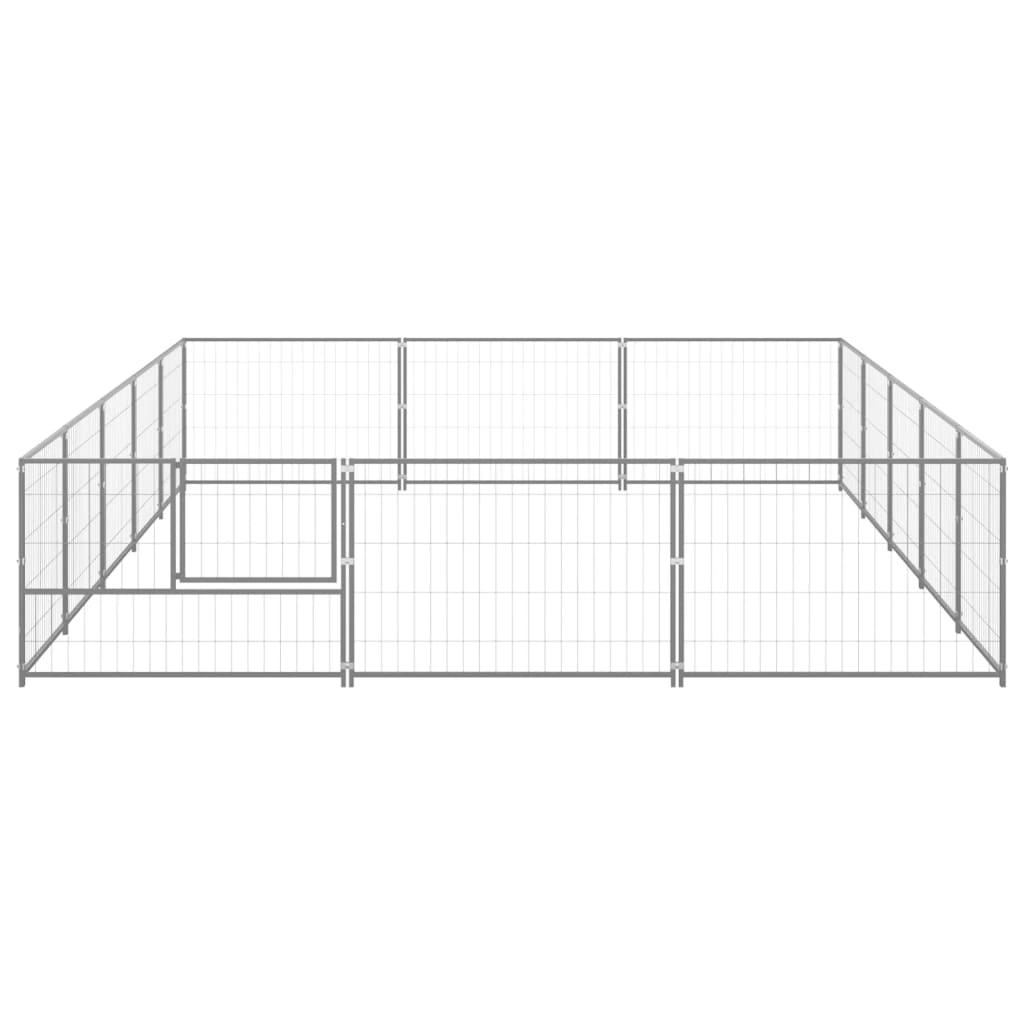 Vidaxl -Hundezwinger 15 m² Stahl Silberfarbe