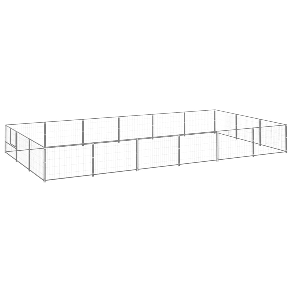 Vidaxl -Hunde Zwinger 18 m² Stahl Silberfarbe