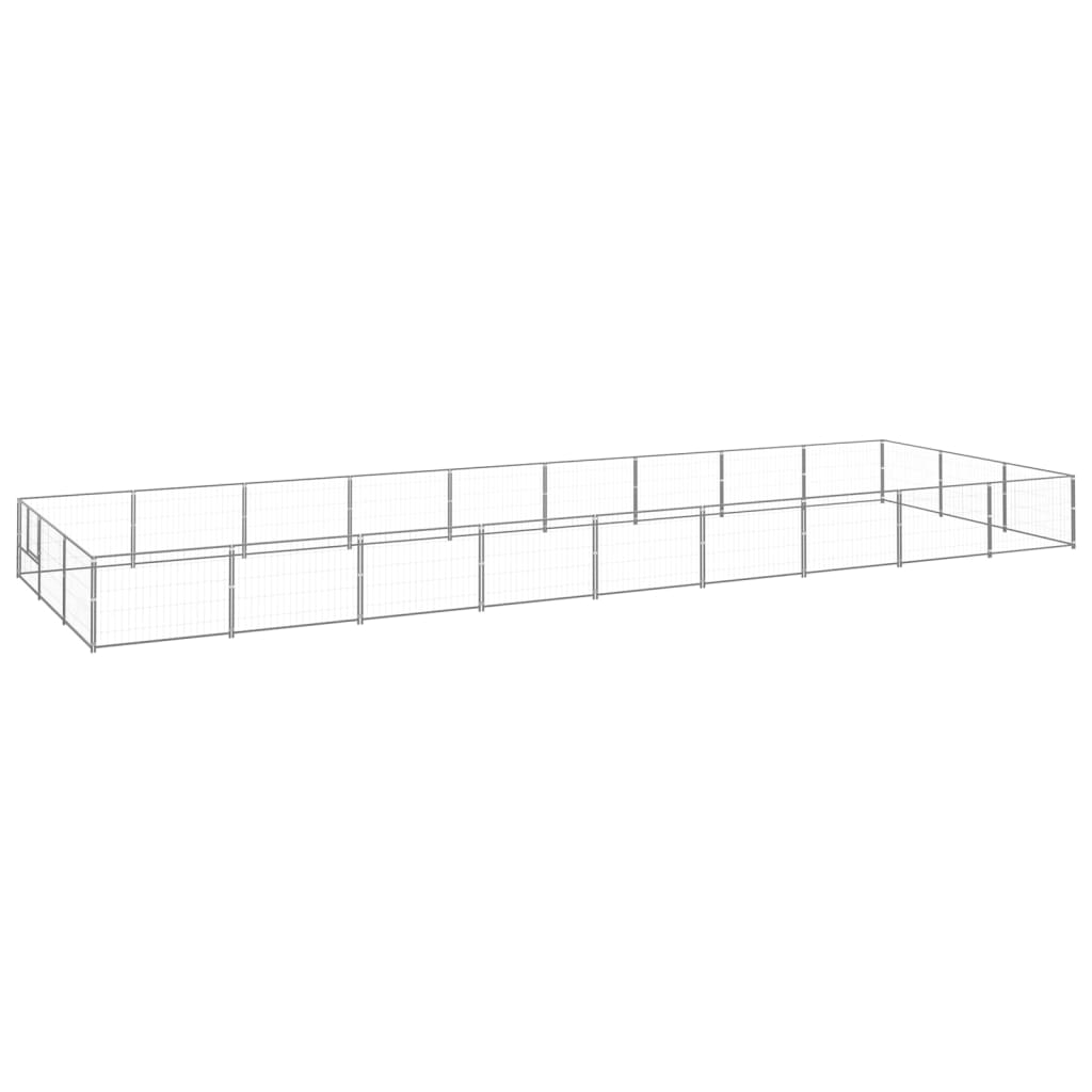 Vidaxl -Hundezwinger 27 m² Stahl Silberfarbe