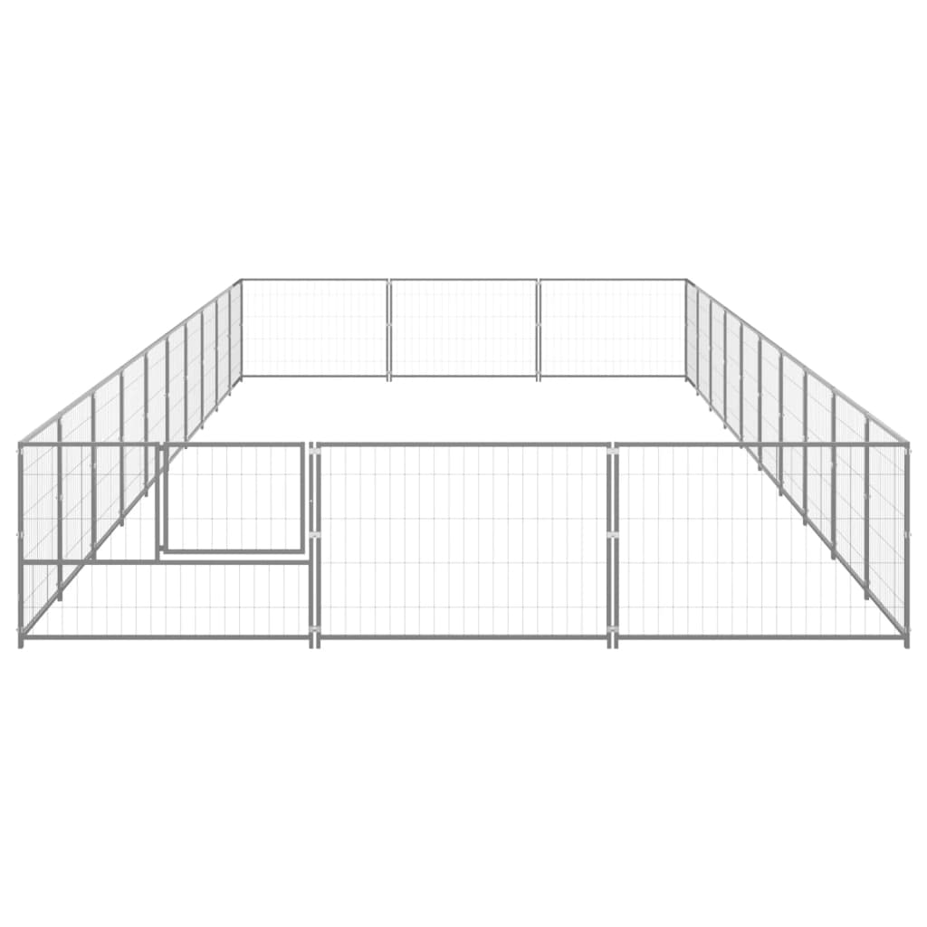 Vidaxl -Hund Kennel 30 m² Stahl Silberfarbe