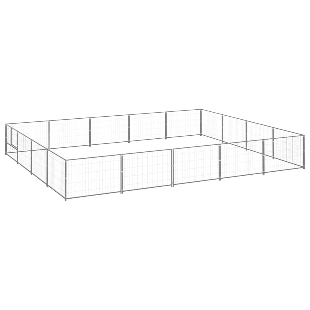 Vidaxl -Hundezwinger 20 m² Stahl Silberfarbe